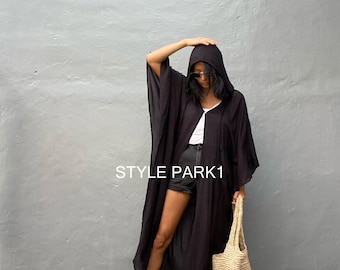 HD09/Swim cover up Black Stylish Hooded poncho, poncho,beach cover up, for Arab women’s ,Resort wear