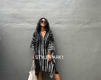 KTS20/Black  Tie dyed ,Kaftan simple Dress, stylish, Elegant, Miami,lbiza,Holiday Dress,Evening dress,loose fit