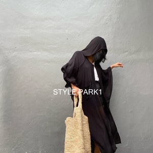 HD09/Swim cover up Black Stylish Hooded poncho, poncho,beach cover up, for Arab womens ,Resort wear image 8