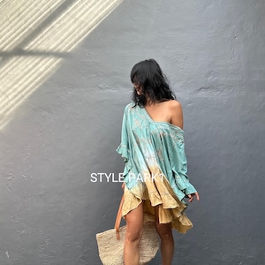 RN03 / Boho Strand Top Kleid,Resortwear, Urlaub, freie Größe, Sommerkleid, Swim Cover Up,Bikini Cover Up,RANI Kleid