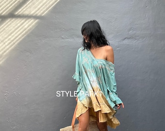 RN03/Boho beach top  dress ,resortwear , holiday , free size , summer dress ,swim  cover up,Bikini cover up,RANI dress