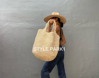 large woven beach bag