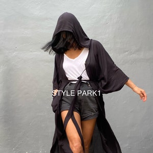 HD09/Swim cover up Black Stylish Hooded poncho, poncho,beach cover up, for Arab womens ,Resort wear image 1