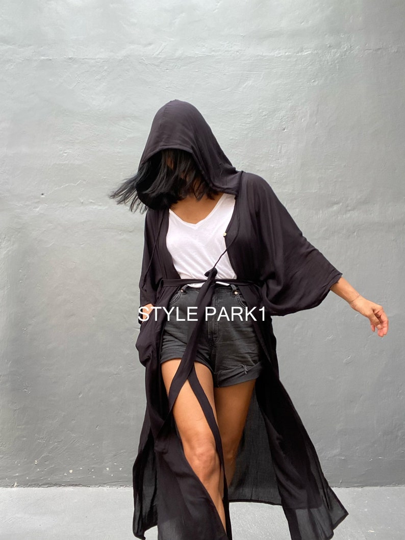 HD09/Swim cover up Black Stylish Hooded poncho, poncho,beach cover up, for Arab womens ,Resort wear image 1