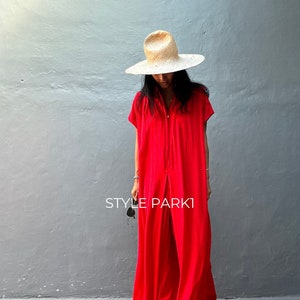 SMP02/Red Jumpsuit, Stylish dress, Summer jumpsuit, Luxury style , Boutique, Elegant, Bali vacation, Summer night dress image 6