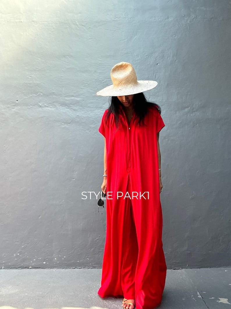 SMP02/Red Jumpsuit, Stylish dress, Summer jumpsuit, Luxury style , Boutique, Elegant, Bali vacation, Summer night dress image 6