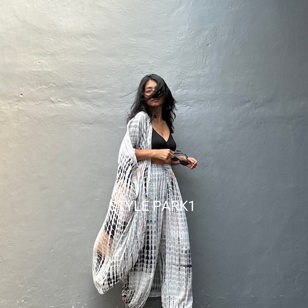 VLBK20/ Aladdin pants,  Lombok Resort wear set ,jacket ,holiday,Boho, loose fit jacket,Evening dress,Summer cardigan