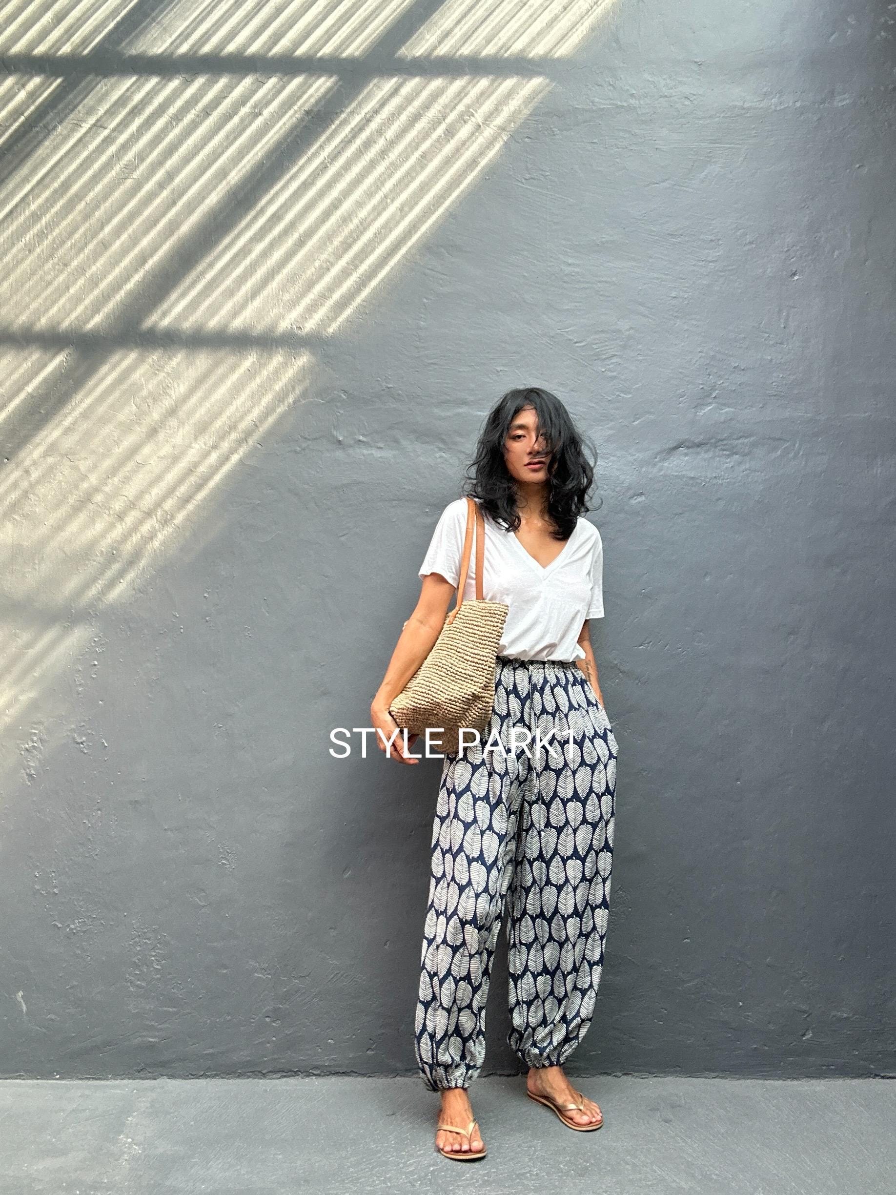 PYL75/Banana print Yoga Pants ,Long Trendy ,Boho Pants,Wide Leg,Beach Pants, Whole body,Airplane,Aladdin Gypsy