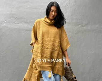 Swl33/sweater Long Tassel Cape, Poncho,shwel,trip,spring