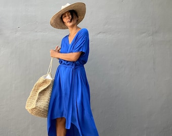 MXP28/Blue Stylish Boho Maxi dress,beach,cover up ,holiday,loose Fit,Summer dress,Daily,resort wear,free size,Loose fit