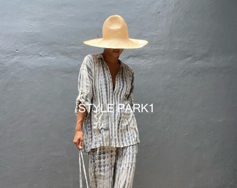 BS18/Two piece pajama set,Resort wear,Loose Fitting,Summer Outfits ,Unisex,Loungewear sets