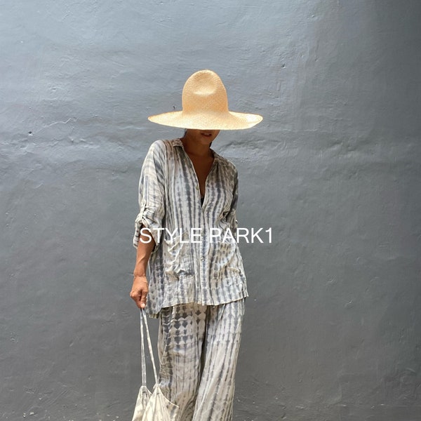 BS18/Two piece pajama set,Resort wear,Loose Fitting,Summer Outfits ,Unisex,Loungewear sets