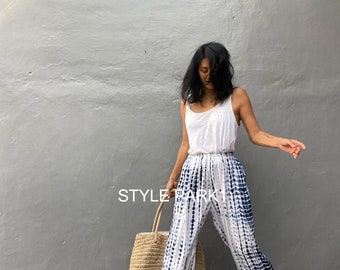 YL05/Indigo blue Yoga,Long Trendy ,Boho Pants,Wide Leg,Beach Pants, Whole body,Airplane,Aladdin Gypsy