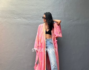 LKB148/Übergroßer langer Kimono, Robe, Sommer, Unisex-Kimono, große Damen, Urlaub, Urlaubslook