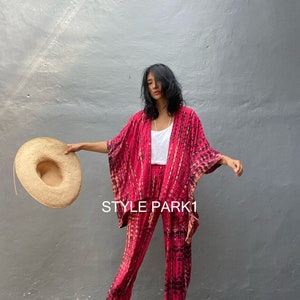 UMK05/Aladdin pants  Two piece kimono set,Resort wear,Loose Fitting,Summer Outfits ,Unisex,Loungewear sets