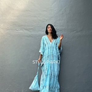 KT145/ Tie dyed ,Long Kaftan simple Dress, stylish, Elegant, Miami,lbiza,Holiday Dress,Evening dress,loose fit image 2