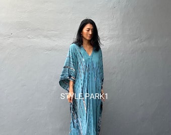 KT162/ Tie dyed ,Long Kaftan simple Dress, stylish, Elegant, Miami,lbiza,Holiday Dress,Evening dress,loose fit,Sharon