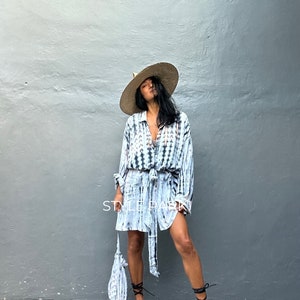 KUP26/Tie Dyed Oversized shirts ,boho chic, Shirt Dress,Casual Shirt Dress,Mini shirt Dress,Loose Fit