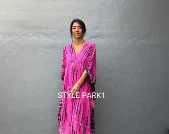 KT157/Tie dyed ,Long Kaftan simple Dress, stylish, Elegant, Miami,lbiza,Holiday Dress,Evening dress,loose fit,Sharon