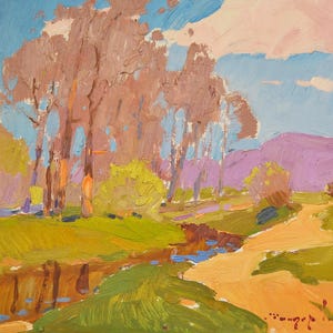 W pobliżu rzeki Cisy, 39x45,5 cm, karton, obraz Shandora Alexandra