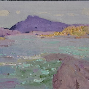 Burg im Hintergrund, 25 x 39 cm, Karton, Gemälde von Shandor Alexander