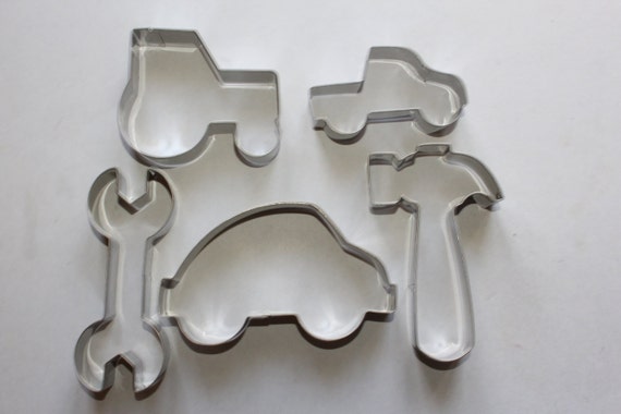 boys toys cookie cutter set 5pc tractor car hammer ute spanner etsy