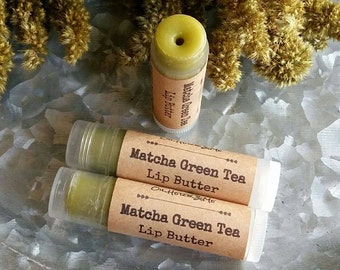 MATCHA GREEN TEA Lip Butter, Matcha lip balm, Green Tea lip balm, natural lip butter, unscented lip balm, lip butter