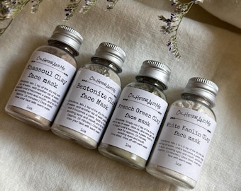 Mini Clay Mask Sample Set: Kaolin, Bentonite, Rhassoul, French Clay