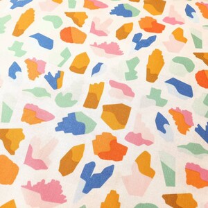 Crystallized Organic Cotton Quilting Fabric, colorful crystals, geometric shapes on cream background, cosmic, Stardust Collection, cloud9