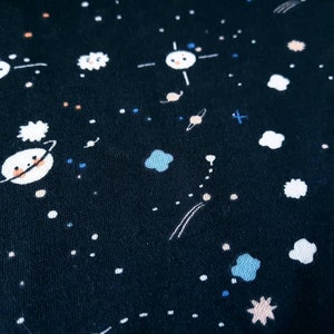 Planetary Soft Black, Celestial Knit, Organic Cotton Interlock, Birch Fabrics, 95% Organic Cotton & Elastane, by yard or half yd