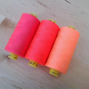 Neon Thread Gutermann Brand choose one in pink, coral, orange, yellow, green, or blue all purpose sewing thread, mara 100, 1000 meter spool image 3