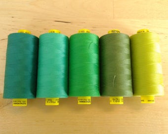 Green Gutermann Thread choose one in dark, emerald, spring, kelly, olive, lime, all purpose sewing thread, mara 100, 1000 meter spool