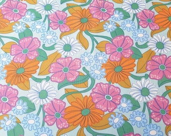 Magic Meadows Organic Cotton Quilting Fabric, Floral, Retro California groovy psychedelic, sparkle flower, Stardust Collection, cloud9