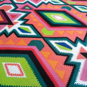 Dulce Eye Dazzler Persimmon, Bright Colorful Geometric, Alexander Henry, Hot Pink, Orange, Lime Green, Folklorico, 100% cotton, by the yard