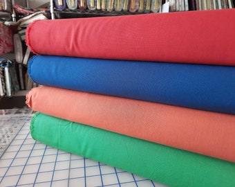 Solid Color Organic Cotton Yarn Dyed Broadcloth by Cloud9, Red, Lava, Orange, Clementine, Green, Shamrock, Blue, Lagoon, 3.4oz, 44 inches