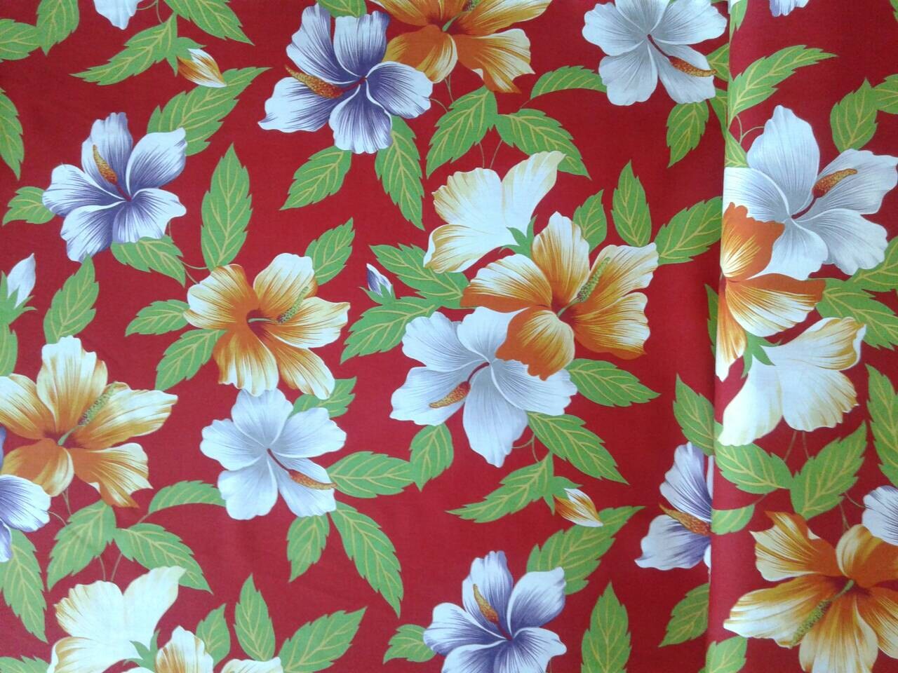 Red Floral Hawaiian Fabric Multi-color Floral Hawaiian Print - Etsy