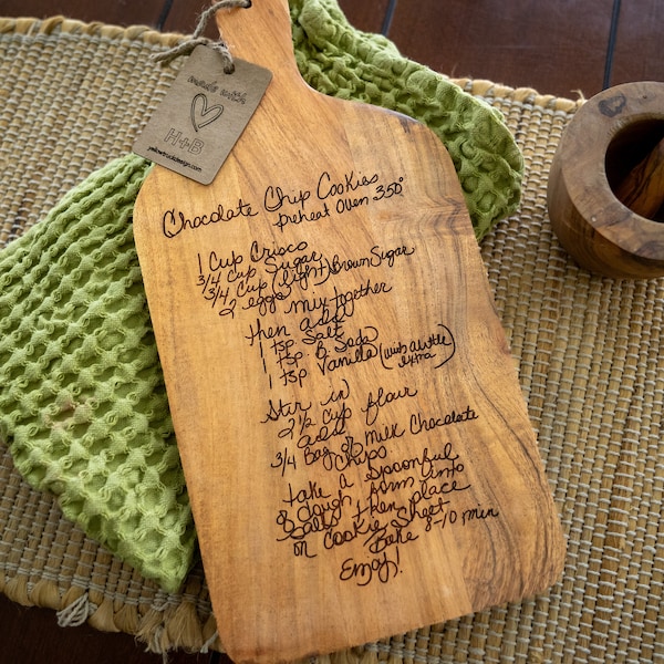 Personalized Cutting Board with Handwritten Recipe Square Edge | Cutting Board With Recipe Gift | Custom Cutting Board Mother's day