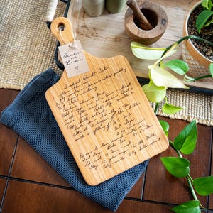 Personalized Handwritten Recipe Cutting Board: Engraved Hickory Wood Keepsake