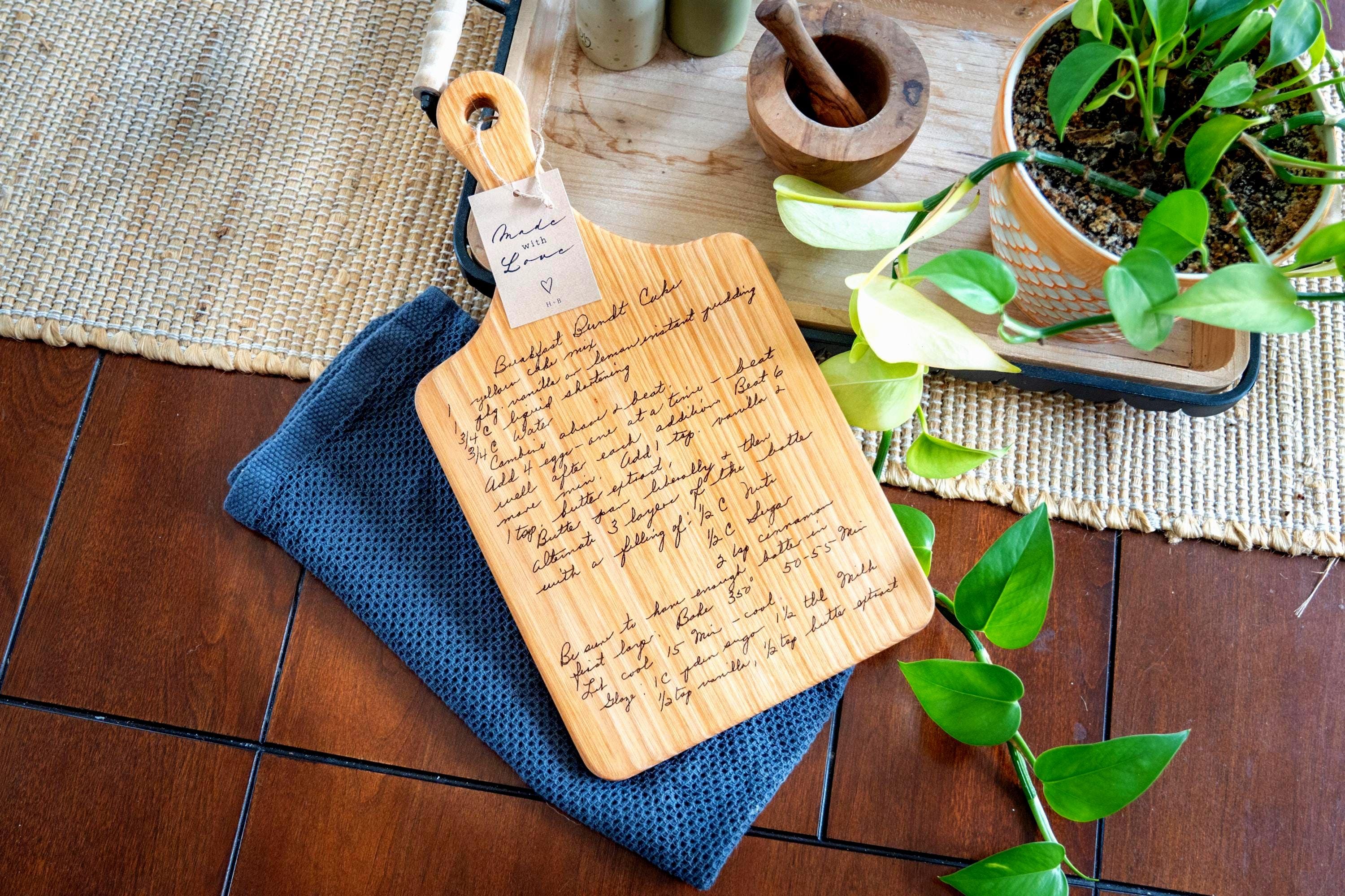 Personalized Hickory Cutting Board with Handwritten Recipe  | Cutting Board With Recipe Gift Best Christmas Gift