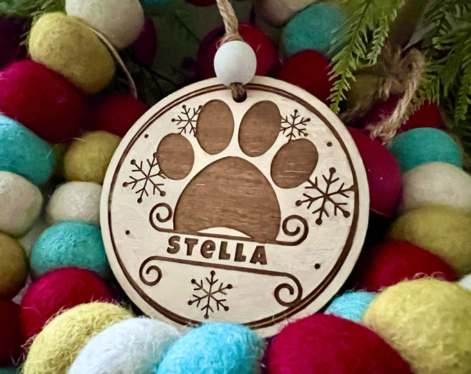 Dog Ornament Personalized | Christmas Dog Ornament | Dog Ornament Personalized | Dog Paw And Name Personalized