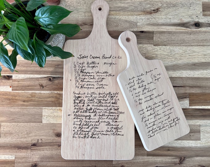 Personalized Cutting Board with Handwritten Recipe | Cutting Board With Recipe Gift | Upload Your Recipe And Put On A Cutting Board