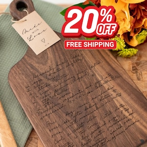 Personalized Walnut Recipe Cutting Board with Handwritten Recipe Keepsake