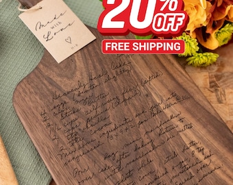Personalized Walnut Recipe Cutting Board with Handwritten Recipe Keepsake