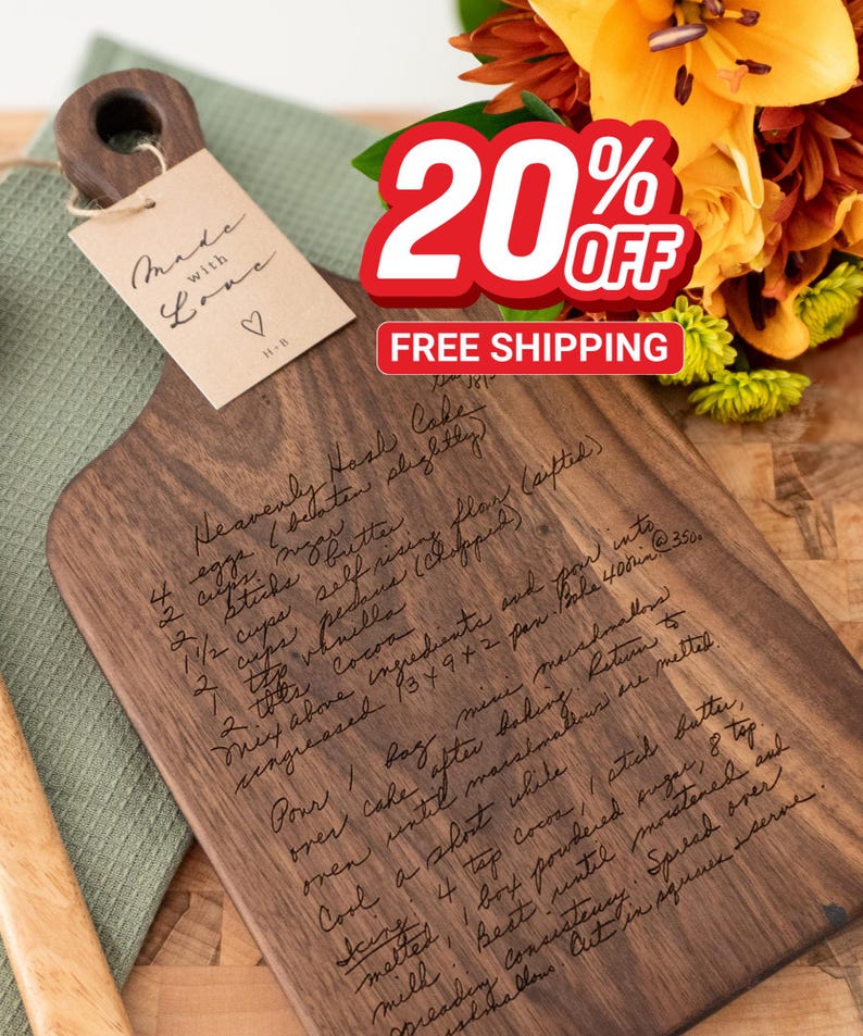 Handwritten Recipe Cutting Board