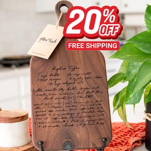 Personalized Handwritten Recipe Cutting Board: Engraved Walnut Keepsake - Christmas Gift
