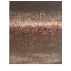 abstract landscape painting, Brown rust burnt orange, textured original canvas, wabi sabi modern, gift for him