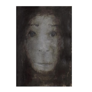 abstract dark face, grey black, man portrait, original sad, outsider weird, gift for boyfriend