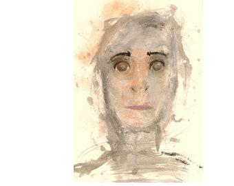 original Woman portrait painting artwork Fine art unusual grey blush face Wall art home decor Gift for women sister men her office bedroom