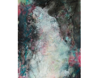 Original back girl, figure painting, female body, unique artwork, faceless abstract, contemporary ooak, gift for her him
