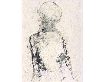 abstract figure painting, white black, sketch silhouette, Original character, folk artwork, gift for sister her
